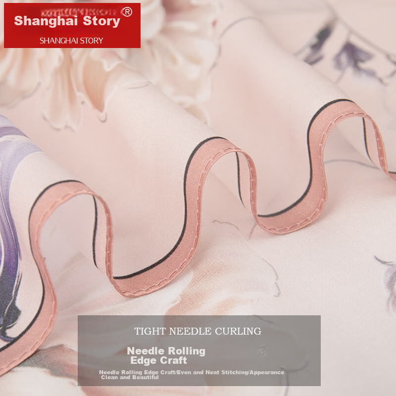 Shanghai Story Pure Silk Scarf, 100% Mulberry Silk Square Scarf, Satin Scarf Gif...