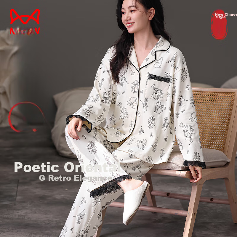 Maoren Anti-Mite Antibacterial Pure Cotton Women's Pajamas, New Chinese-Style Pr...