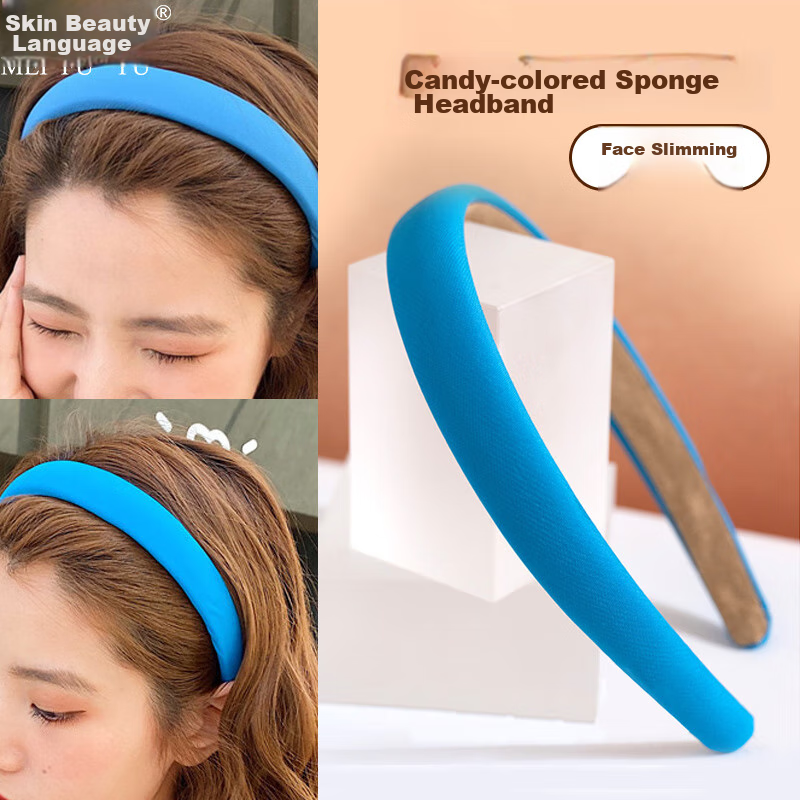 Meifuyu Wide-Edge High Crown Sponge Headband (Dark Coffee Color), Hair Clip, Fac...