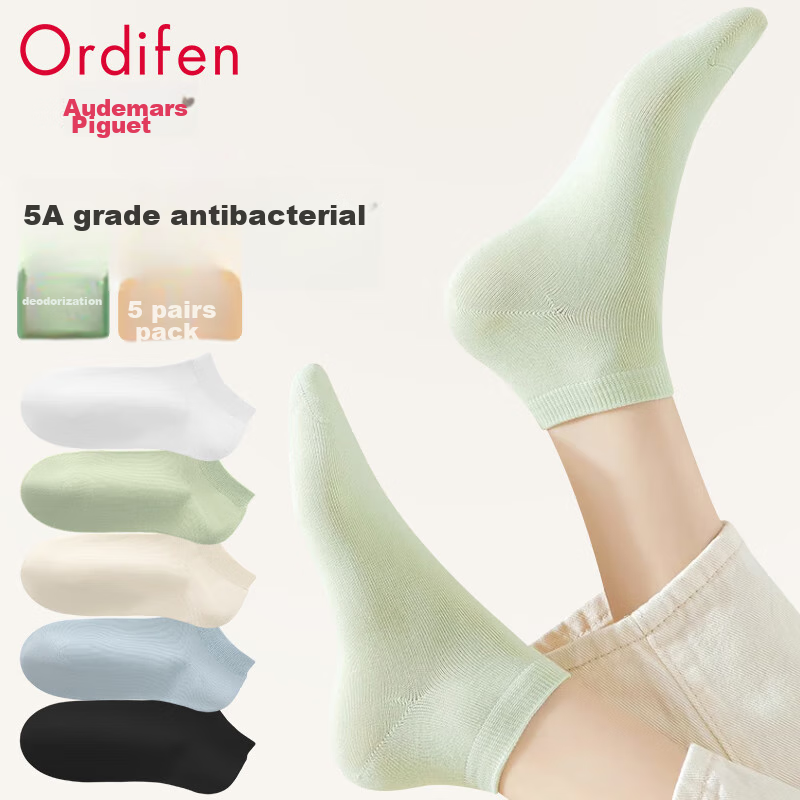 Ordifen 5 Pairs Women's Socks, 5A Antibacterial, All-Season Wear, Spring And Sum...