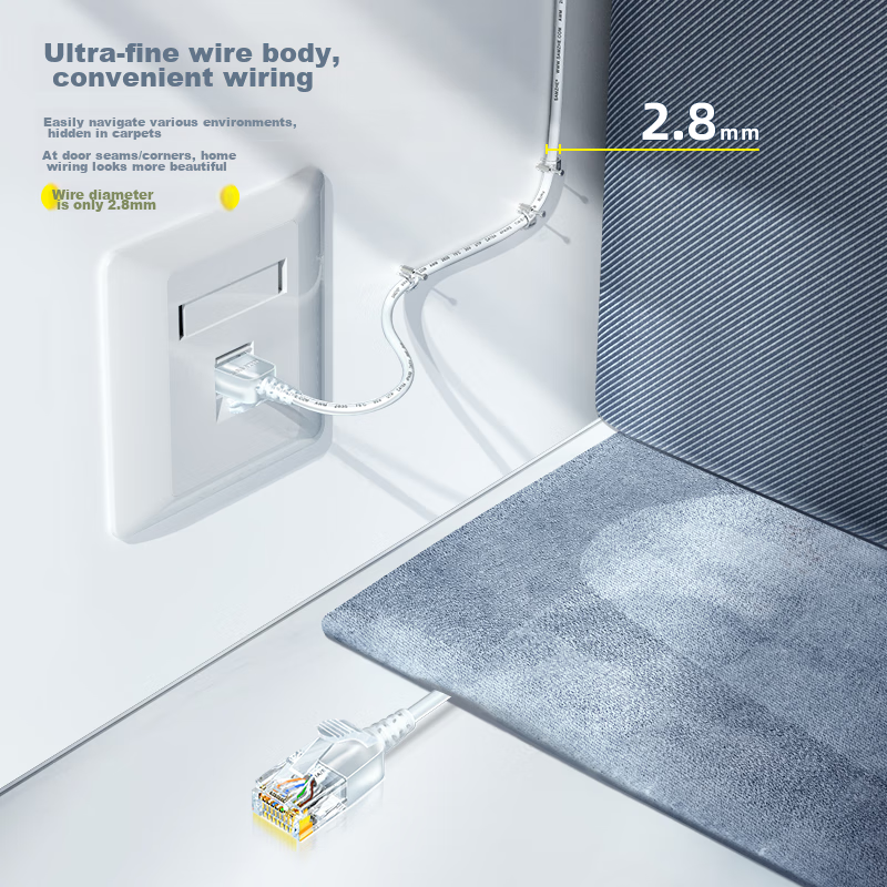 SAMZHE CAT6A Thin Ethernet Cable, Pure Copper, 10 Gigabit Patch Cord, Home Compu...