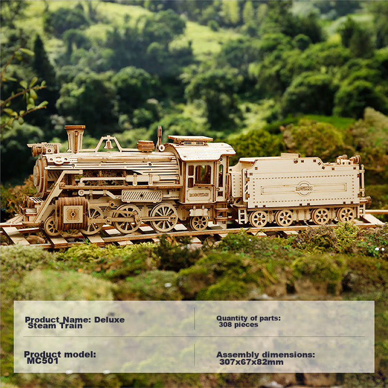 ROKR Luxury Steam Train, DIY Wooden Toy Car Model, Assembly Kit, Graduation And...