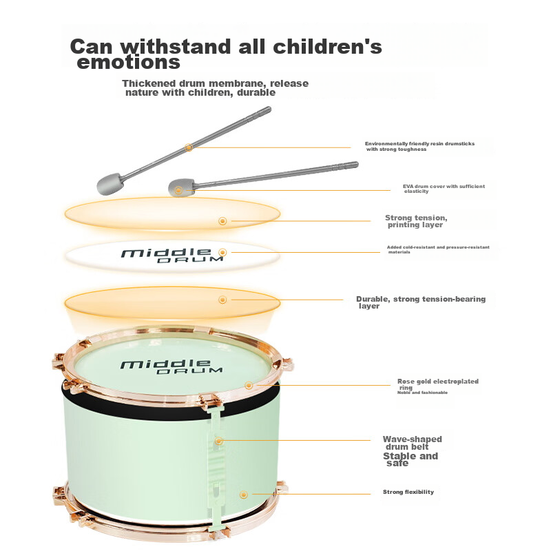 QIAO WA BAO BEI Drum Set, Home Use, for Children Beginners, Practice Instrument,...