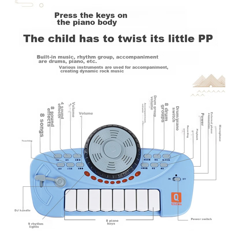 QIAO WA BAO BEI Drum Set for Children Beginners, Boys And Girls 1-3 Years Old, L...