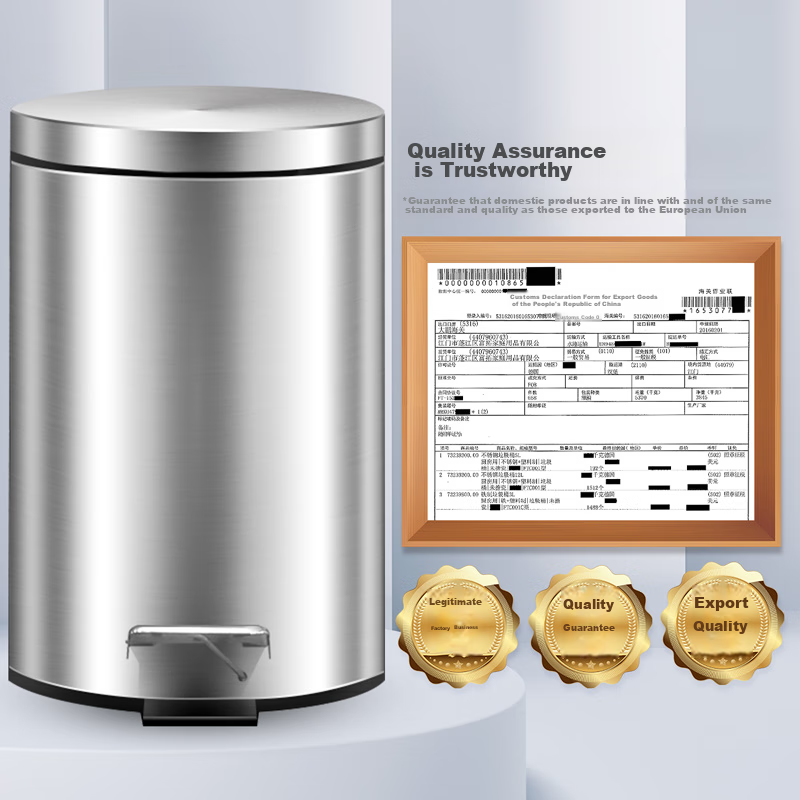 Ouranzhe Pedal Trash Can with Lid, 5L Mirror Polished Stainless Steel, for Livin...
