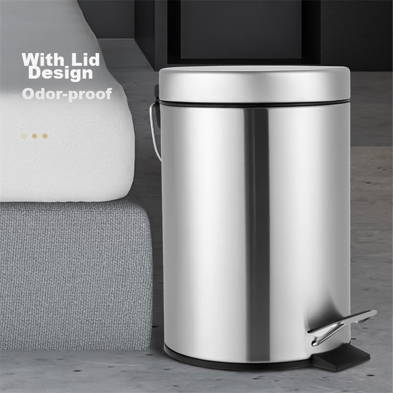 Ouranzhe Pedal Trash Can with Lid, 5L Mirror Polished Stainless Steel, for Livin...