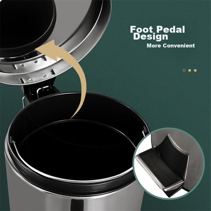 Ouranzhe Pedal Trash Can with Lid, 5L Mirror Polished Stainless Steel, for Livin...