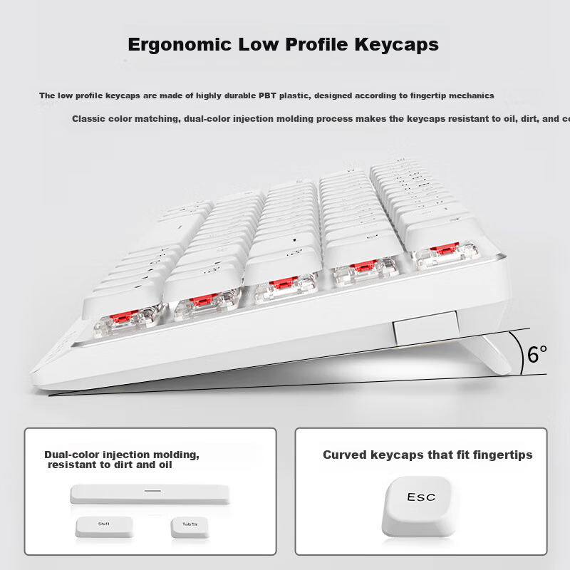 EWEADN (EWEADN) MK68 Wireless Bluetooth Three-Mode Low-Profile Tea Axis Mechanic...