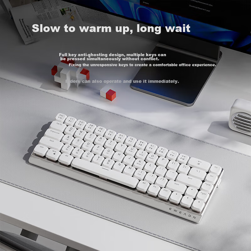 EWEADN (EWEADN) MK68 Wireless Bluetooth Three-Mode Low-Profile Tea Axis Mechanic...