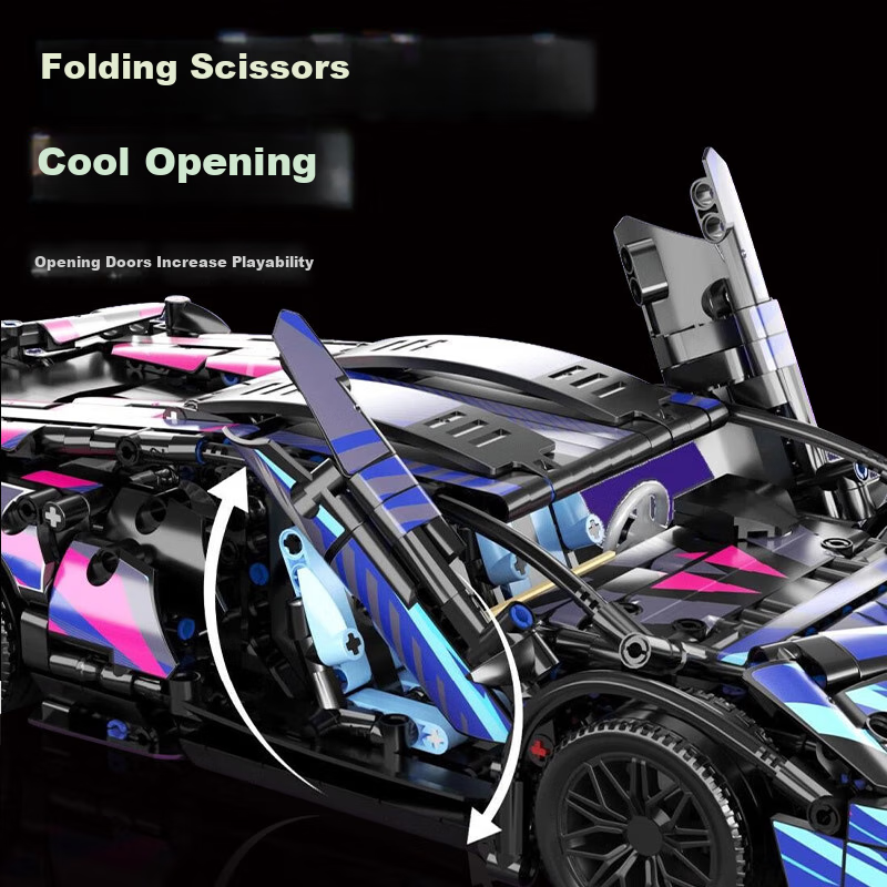 Qizhi Chuangxiang Lamborghini Building Block Racing Car, Compatible with Lego, D...