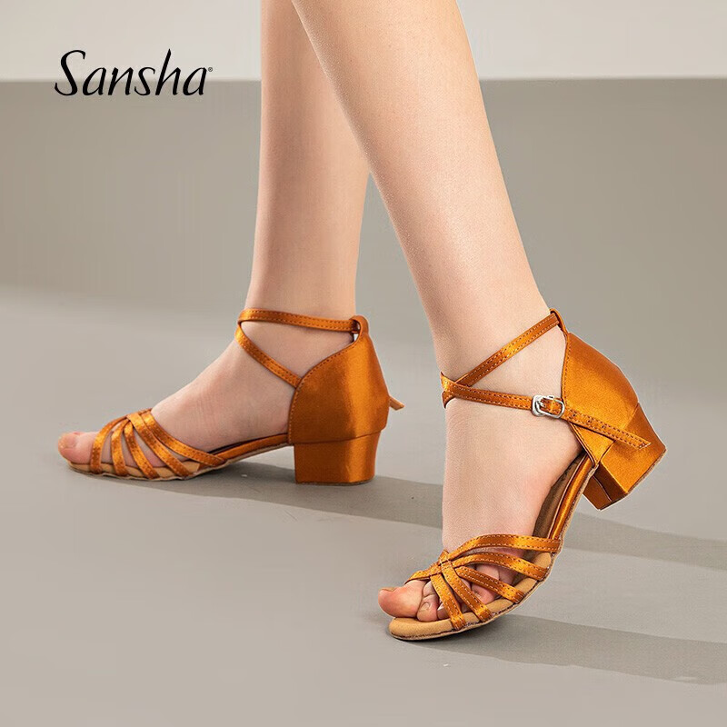 Sansha Children's Latin Dance Shoes, Ballroom Dance Rumba Cha-Cha Satin Low-Heel...