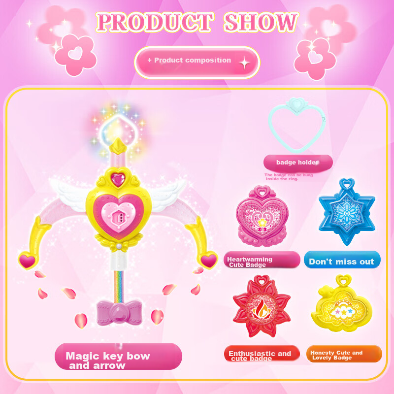 Qimiaomengke Magic Key Season 4 Sound And Light Toy, Heart-Shaped Adorable Girl...
