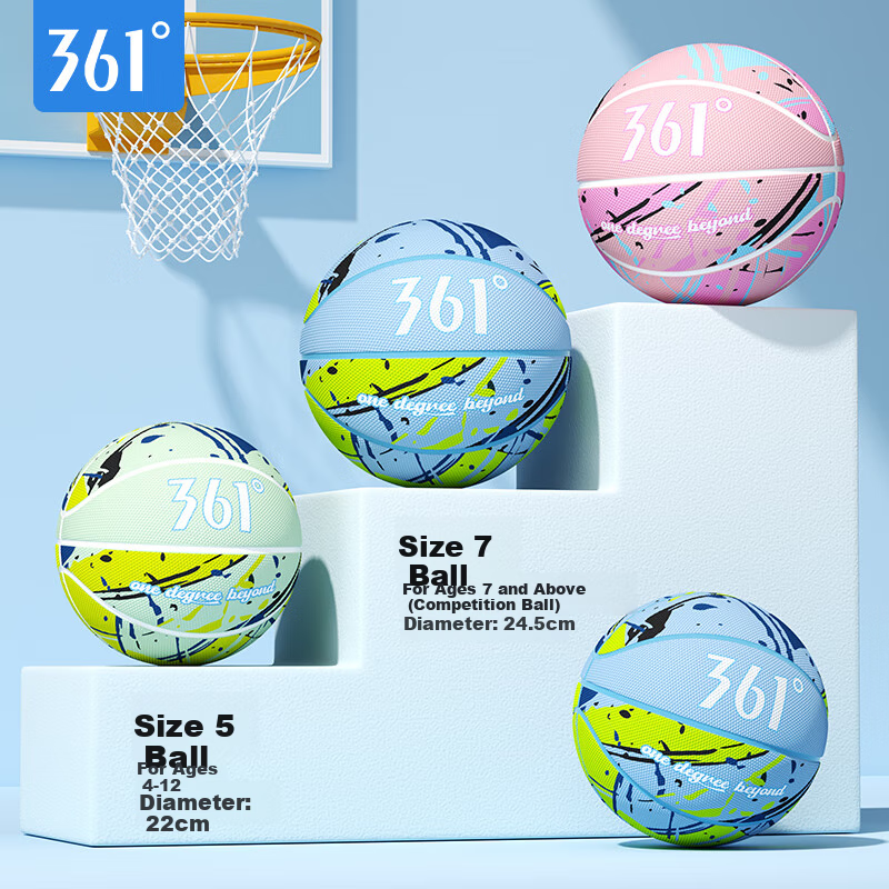 361° Basketball, Size 5 for Children, for Indoor And Outdoor Use, Durable, Suita...