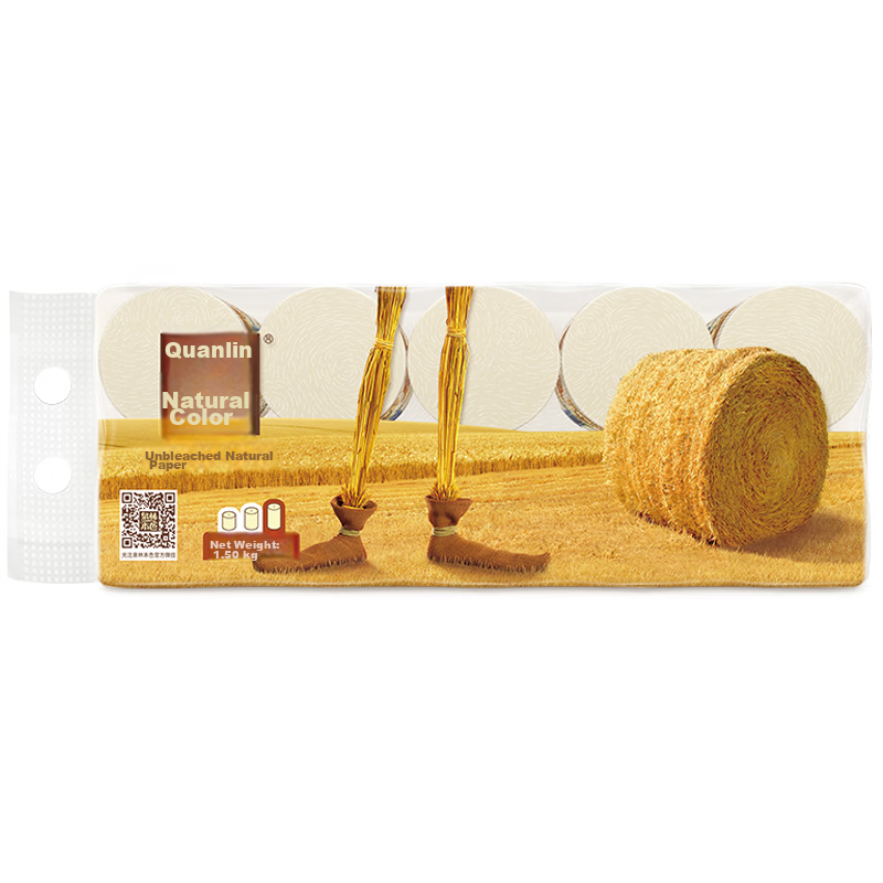 Quanlin Natural Coreless Toilet Paper, 3-Ply 150g*10 Rolls, Food-Grade Toilet Pa...