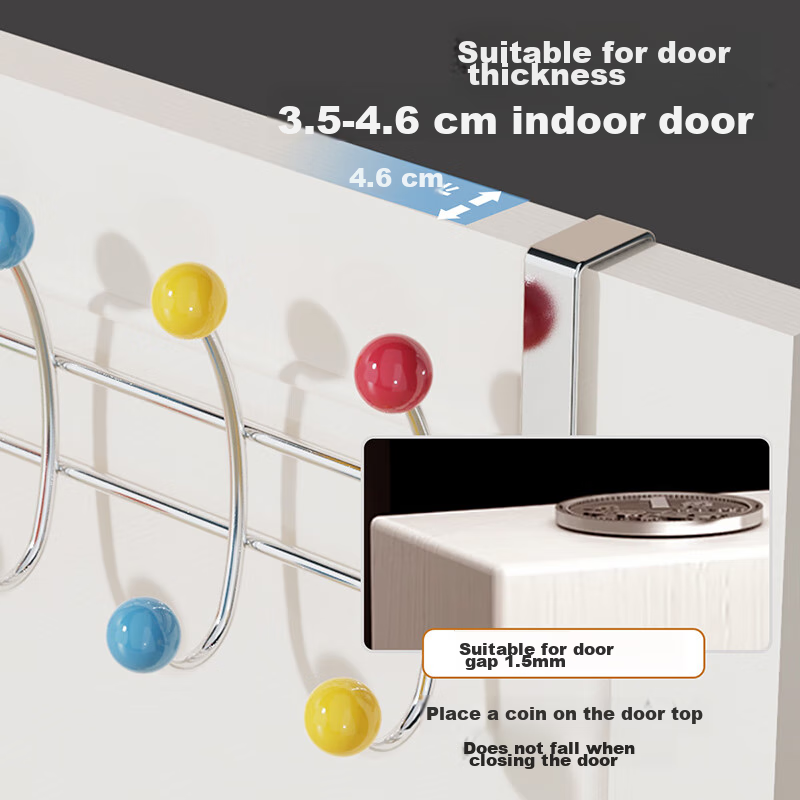 Ourunzhe Door-Back Hook, No Drilling Required, 10 Beads, Bedroom Bathroom Door-B...