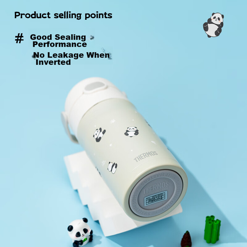 Thermos Children's Insulated Cup, Student Straw Water Bottle, Panda Series Water...