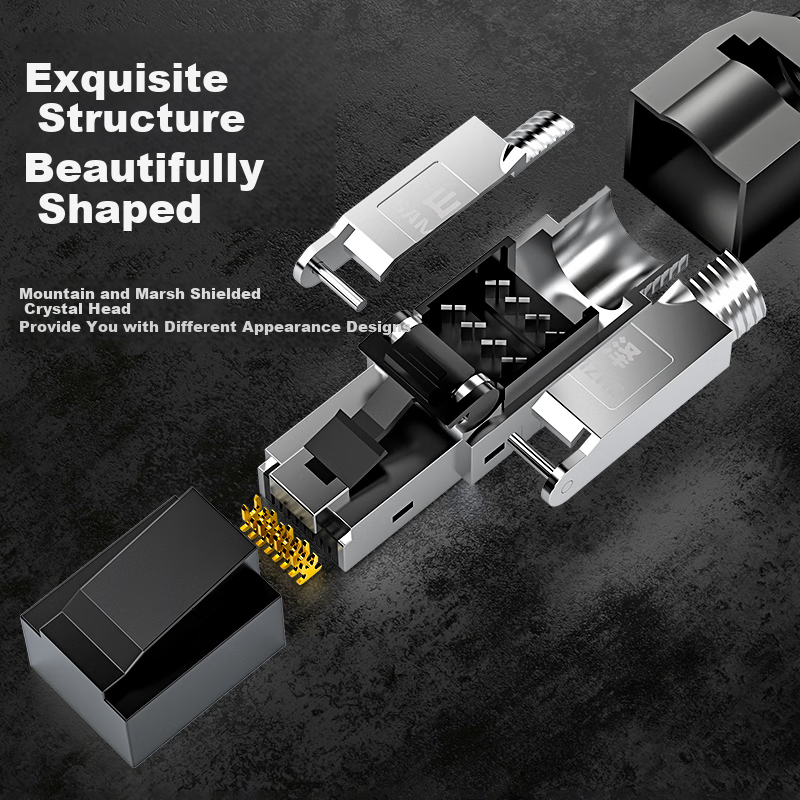 SAMZHE CAT6A Shielded Toolless RJ45 Connector, Engineering Grade 10Gbps Network...