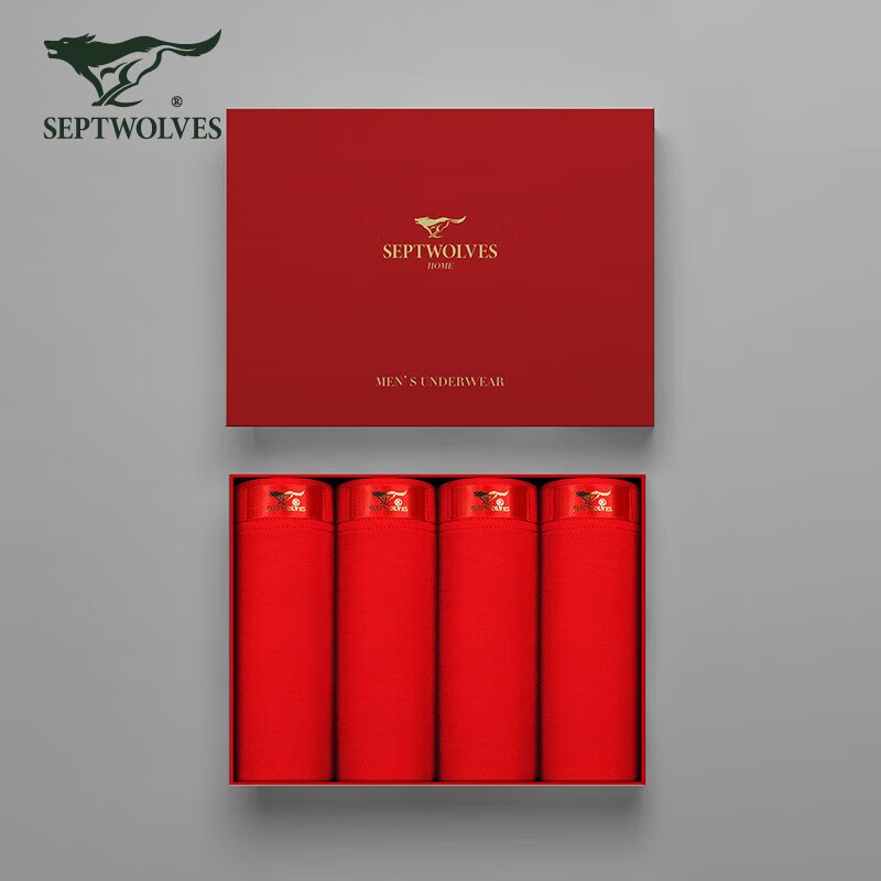 SEPTWOLVES Zodiac Year Red Underwear for Men, Silk-Like Ice Silk Bright Red Luck...