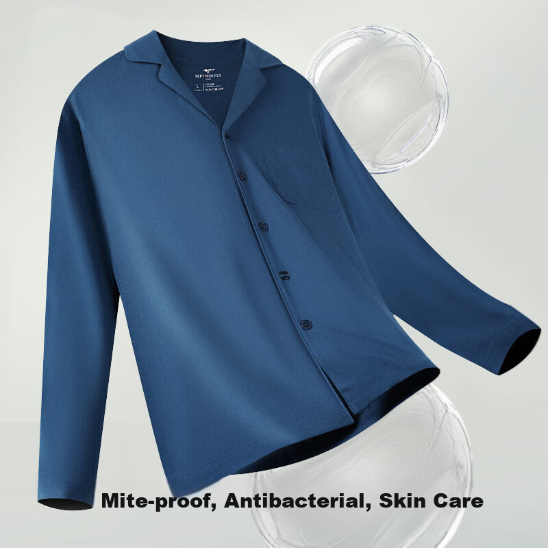 SEPTWOLVES Men's Pajamas Home Wear Autumn and Winter Anti-mite Pure Cotton Can b...