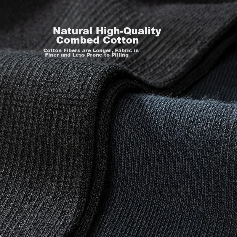 SEPTWOLVES Men's Socks, Summer Mid-Calf Long Socks, Black Cotton Socks, Sweat-Ab...