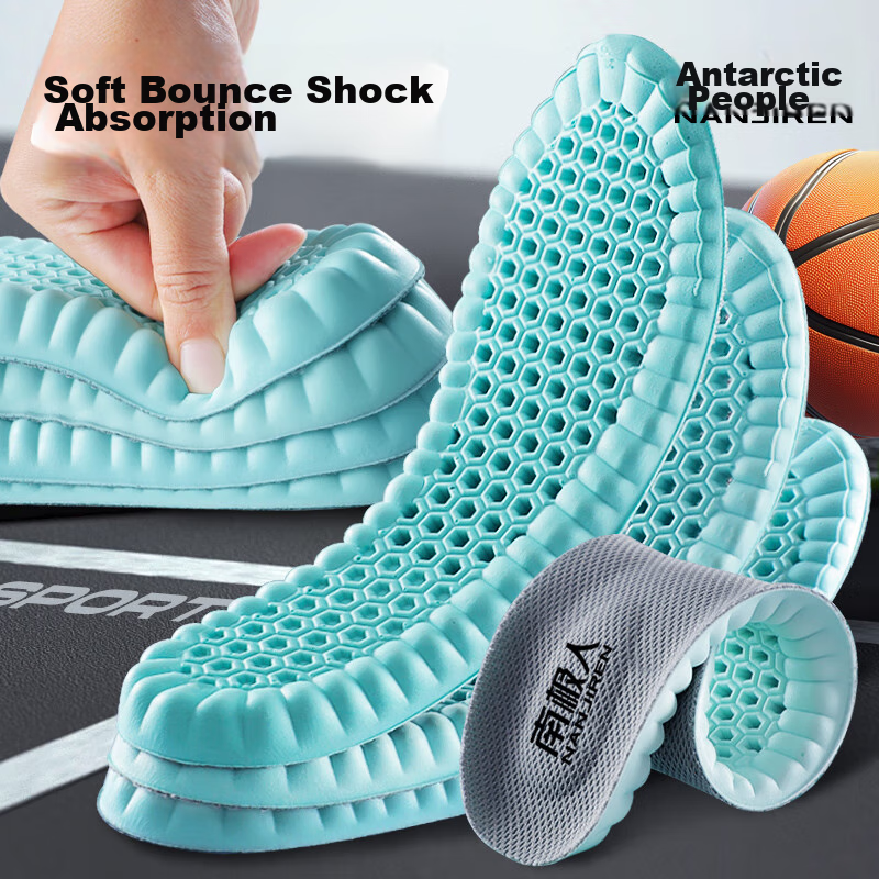 NanJiren 2 Pairs of Sports Insoles, Shock-Absorbing, Arch Support, Massage, Pres...