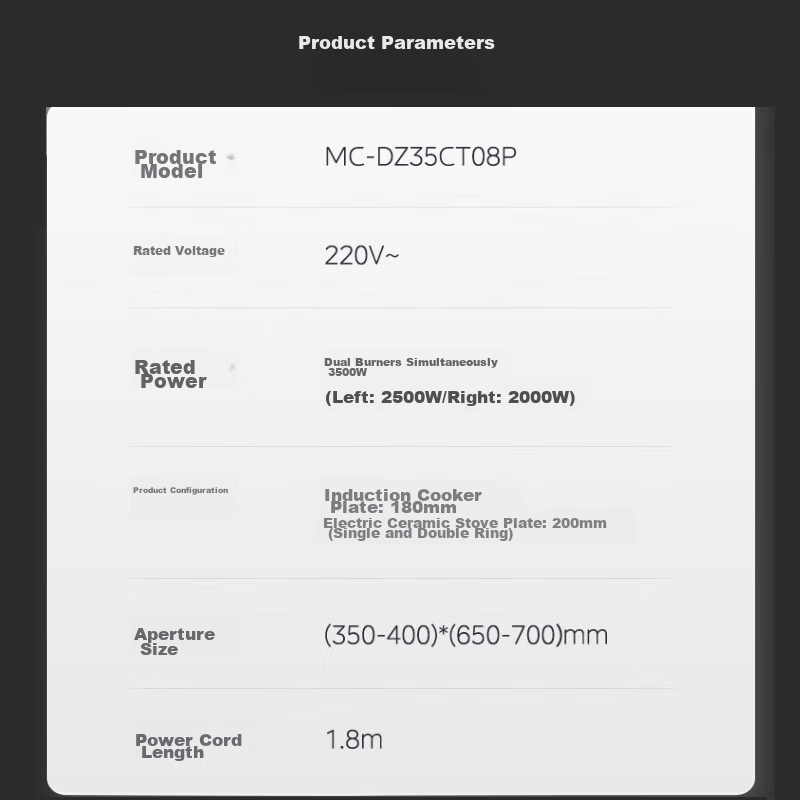 Midea Electromagnetic Cooker, Dual Burner, 3500W, High Power, Left Electric Righ...