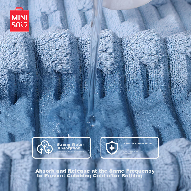 MINISO 5A Antibacterial Bath Towel, Class A Absorbent, Men's Adult Large Bath To...