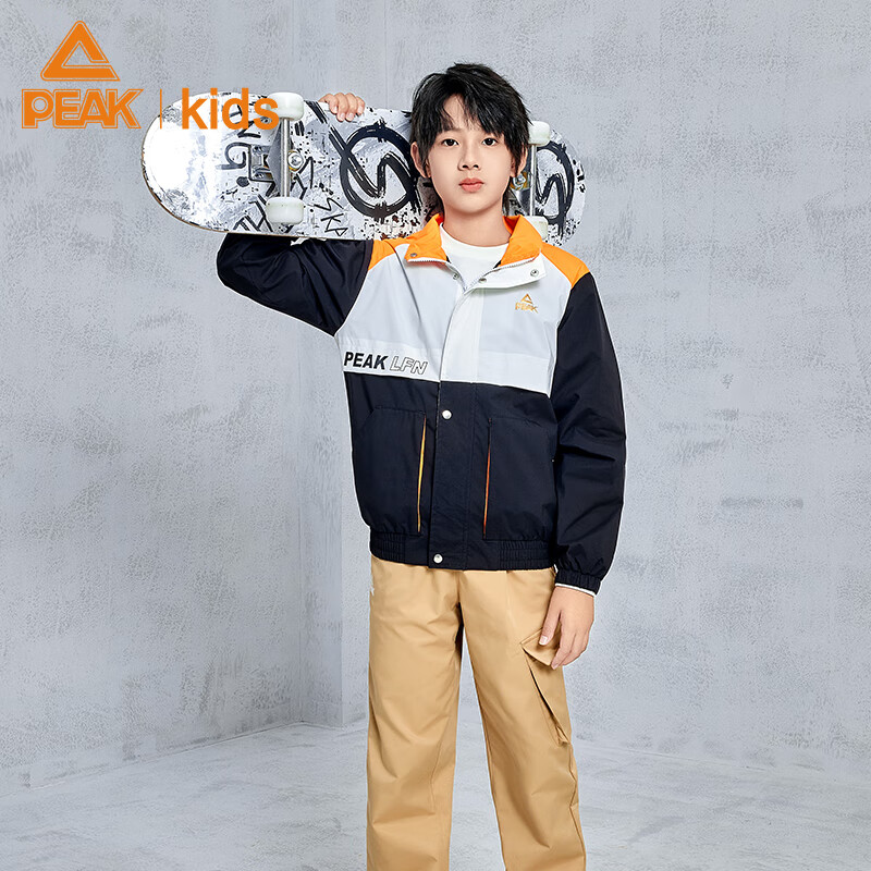 PEAK Kids' Thin Velvet Jacket Boys' Outerwear Big Kids' Sportswear Casual Clothi...