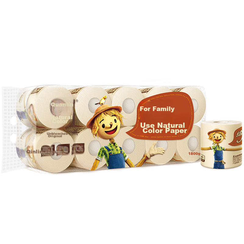 Quanlin Natural Core Toilet Paper, 3-Ply, 180g*10 Rolls, Soft And Dissolving, Hi...