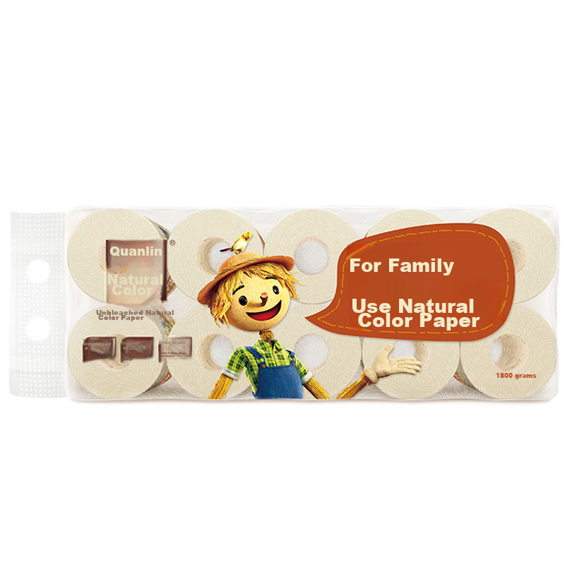 Quanlin Natural Core Toilet Paper, 3-Ply, 180g*10 Rolls, Soft And Dissolving, Hi...