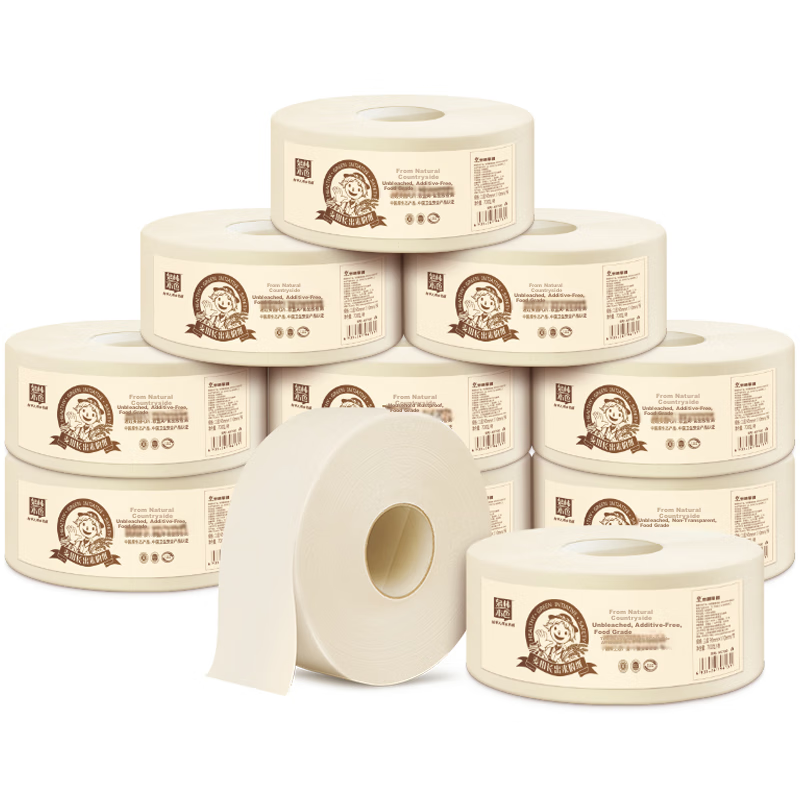 Quanlin Natural Core Toilet Paper, 3-Ply, 700g*10 Rolls, Whole Box Commercial La...