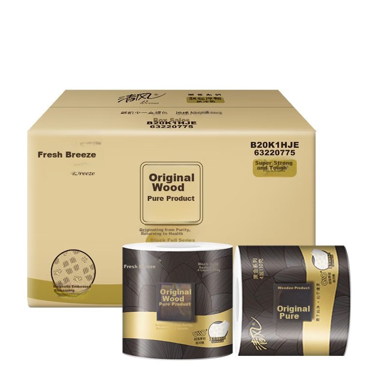 Qingfeng Youxin Toilet Paper, Black Gold Series, 4-Ply 110g*30 Rolls, Bathroom T...