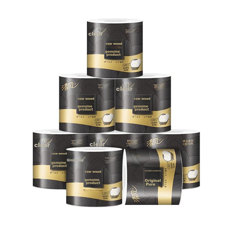 Qingfeng Youxin Toilet Paper, Black Gold Series, 4-Ply 110g*30 Rolls, Bathroom T...