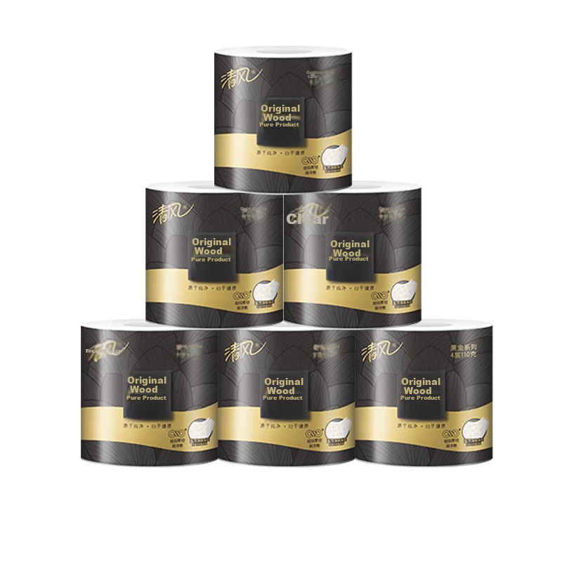 Qingfeng Youxin Toilet Paper, Black Gold Series, 4-Ply 110g*30 Rolls, Bathroom T...