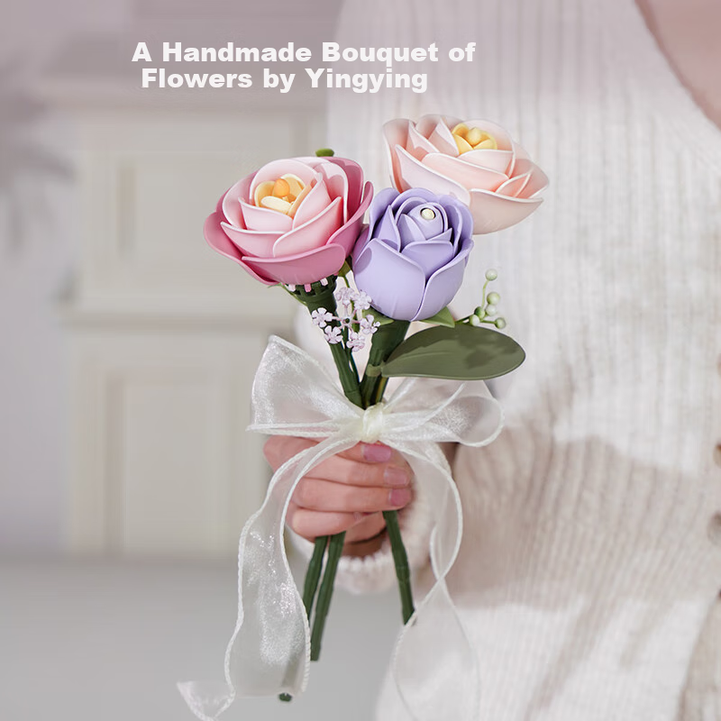 ROKR Lavender Purple Rose DIY Wooden Flower Handmade Assembly Toy Eternal Flower...