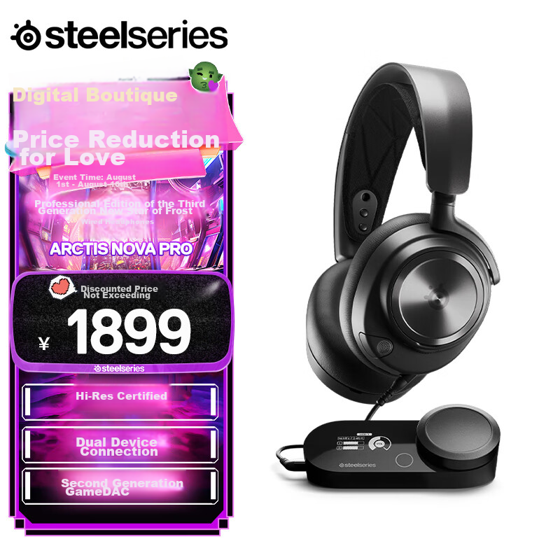 SteelSeries Arctis Nova Pro Wired Gaming Headset with DAC Sound Card, FPS Positi...