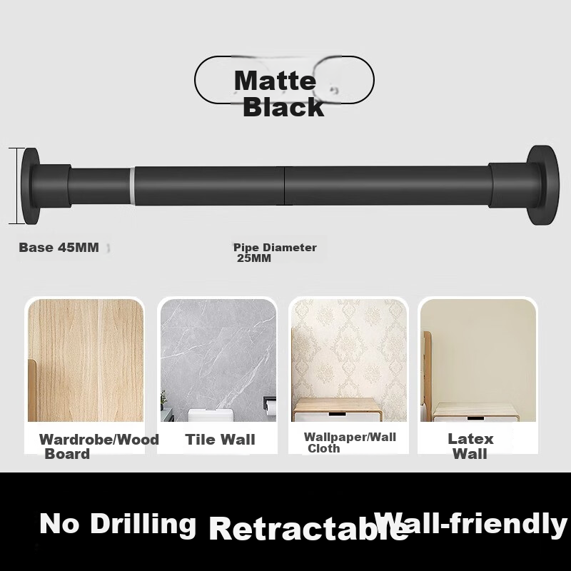 MUYA No-Drill Extendable Clothes Drying Rod, Balcony Hanging Rod, No-Nail Curtai...