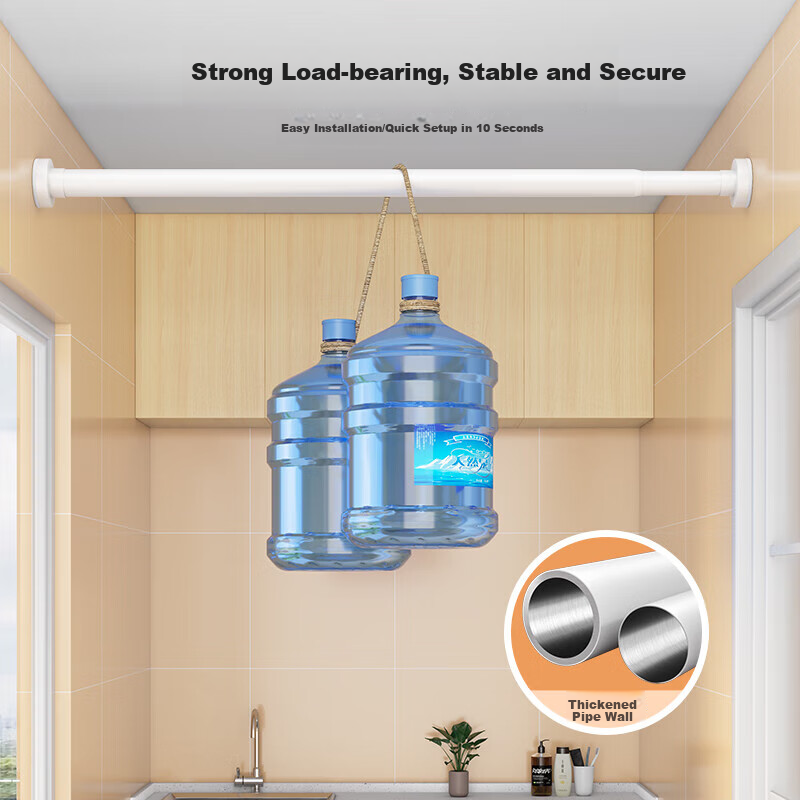 MUYA No-Drill Extendable Clothes Drying Rod, Balcony Hanging Rod, No-Nail Curtai...