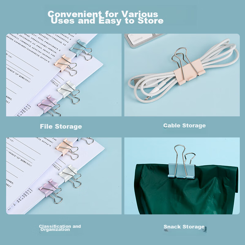 Comix Effortless Long Tail Clips, 60 Pieces, 15mm File Clips, 1# Binder Clips, M...