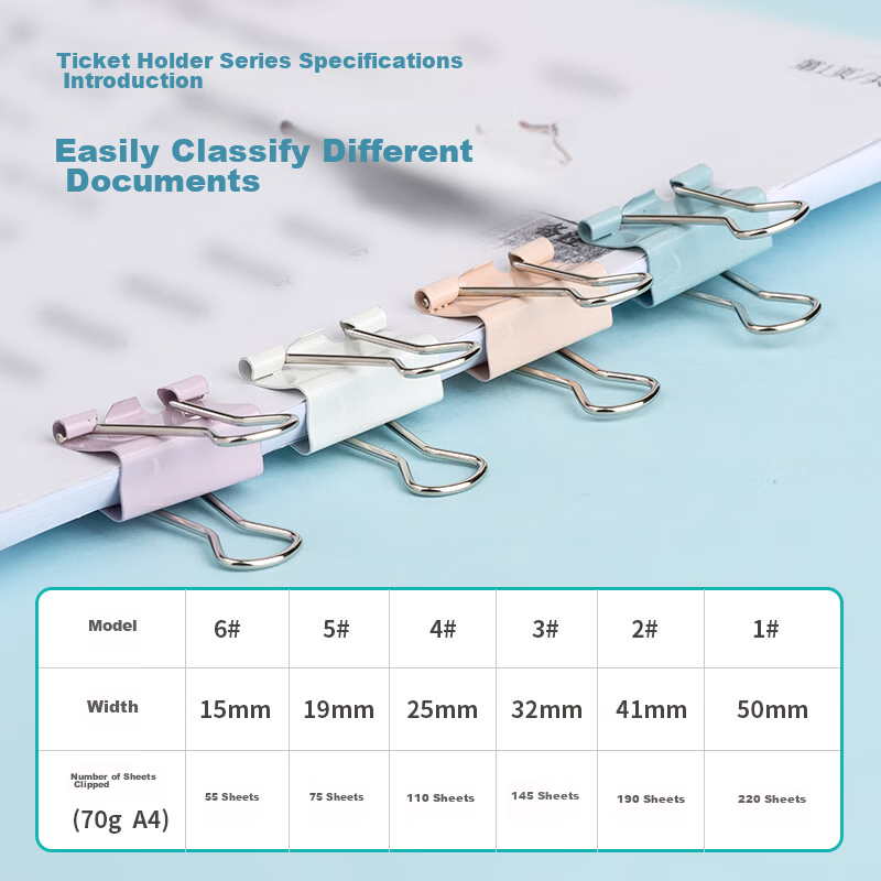 Comix Effortless Long Tail Clips, 60 Pieces, 15mm File Clips, 1# Binder Clips, M...