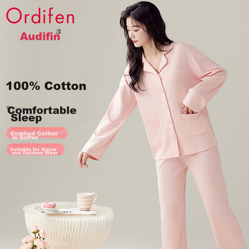 Ordifen [5A Antibacterial 100% Cotton] Women's Pajamas, Pure Cotton Cardigan, Lo...