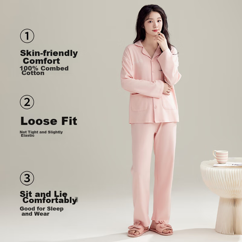 Ordifen [5A Antibacterial 100% Cotton] Women's Pajamas, Pure Cotton Cardigan, Lo...