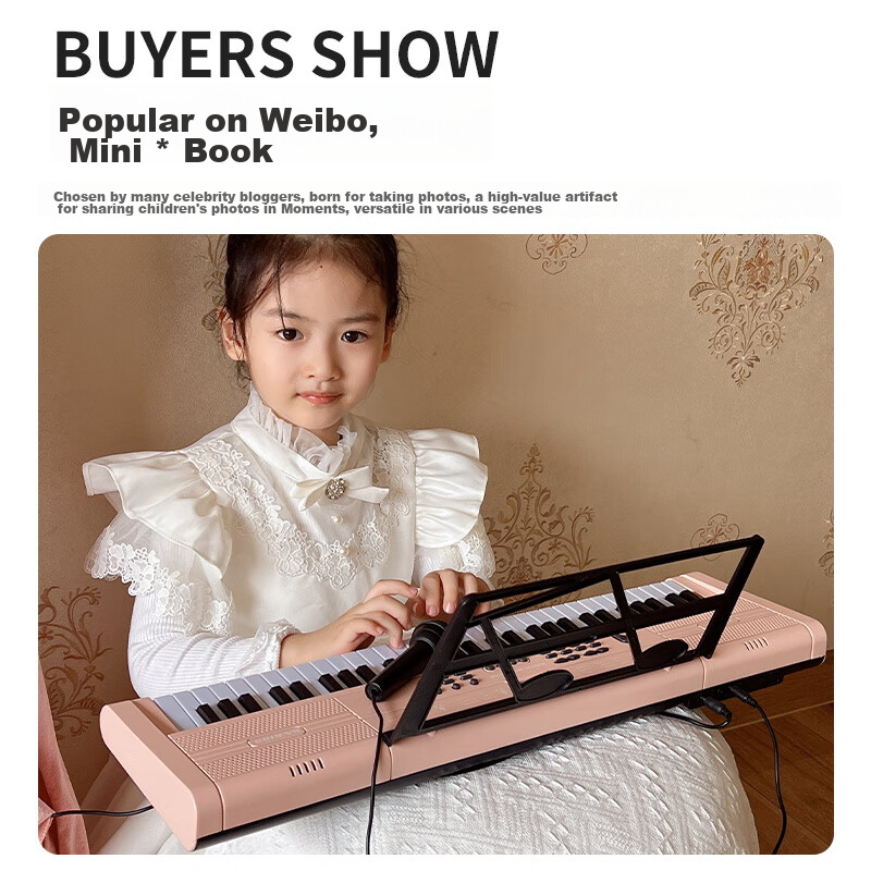 QIAO WA BAO BEI Electronic Keyboard, Children's Mini Piano, 2-Year Baby Toy, Gir...