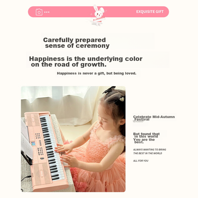 QIAO WA BAO BEI Electronic Keyboard, Children's Mini Piano, 2-Year Baby Toy, Gir...