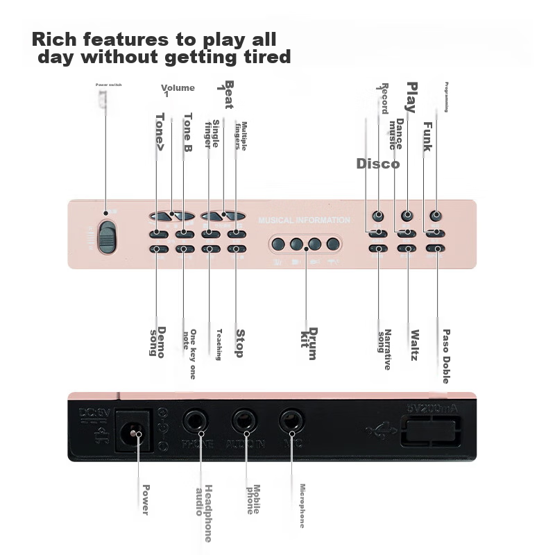 QIAO WA BAO BEI Electronic Keyboard, Children's Mini Piano, 2-Year Baby Toy, Gir...