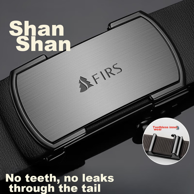 Shanshan Leather Belt for Men, Genuine Leather, No Teeth, Automatic Buckle, Busi...