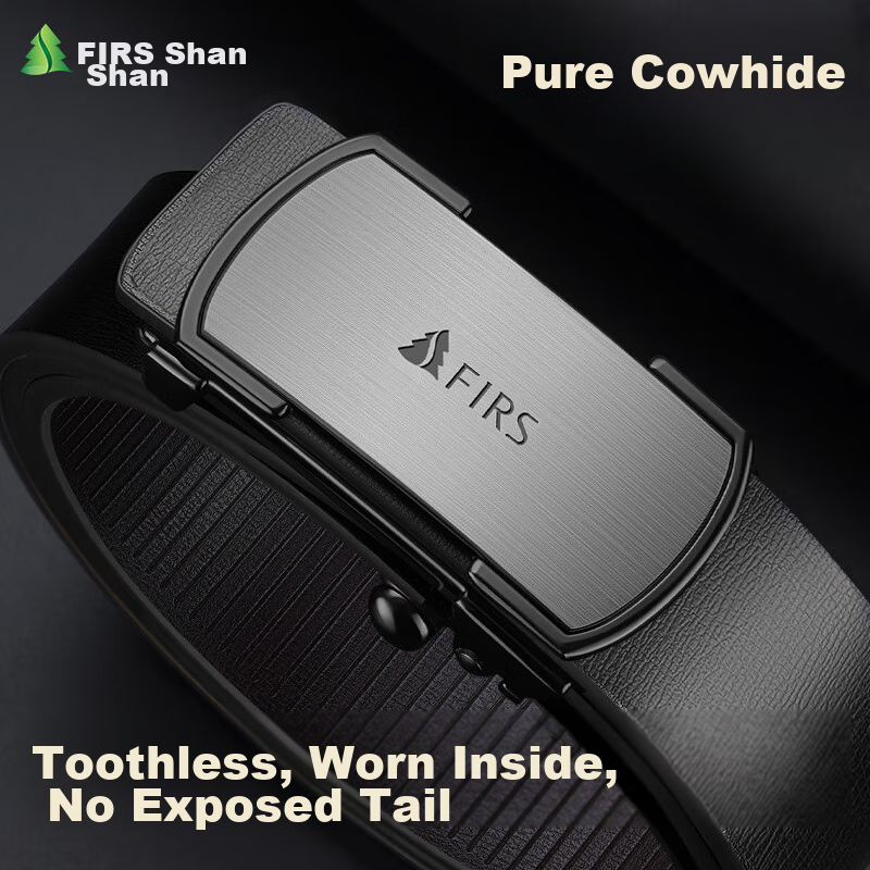 Shanshan Leather Belt for Men, Genuine Leather, No Teeth, Automatic Buckle, Busi...