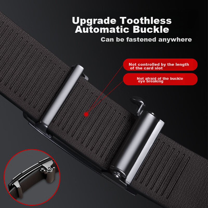 Shanshan Leather Belt for Men, Genuine Leather, No Teeth, Automatic Buckle, Busi...