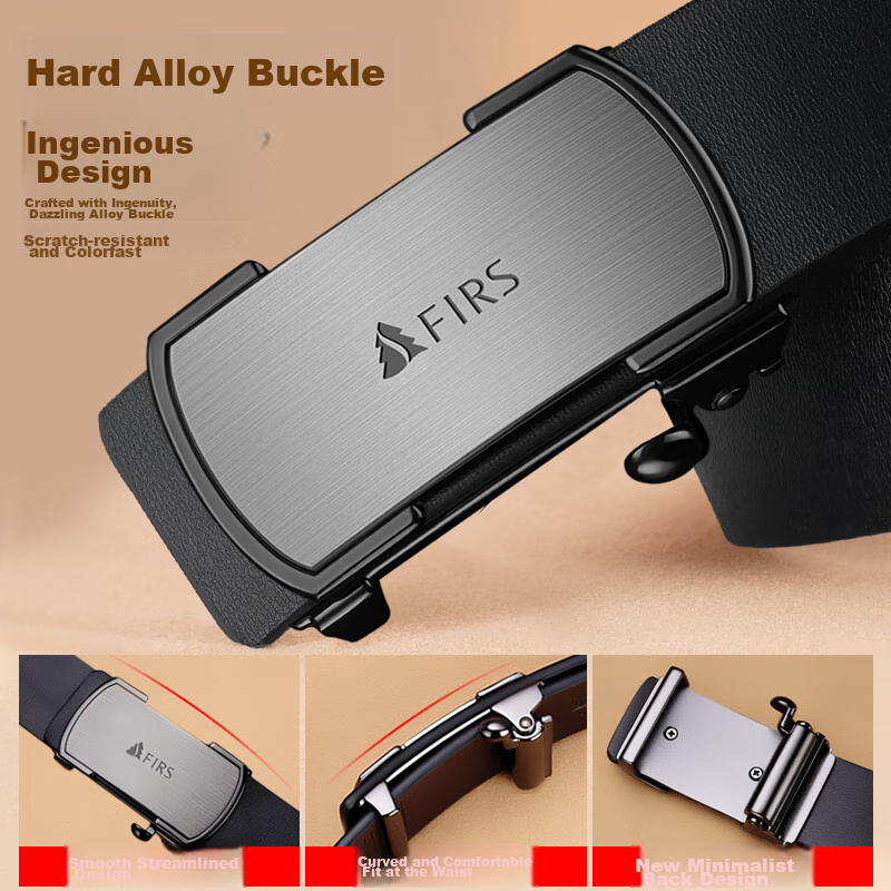 Shanshan Leather Belt for Men, Genuine Leather, No Teeth, Automatic Buckle, Busi...