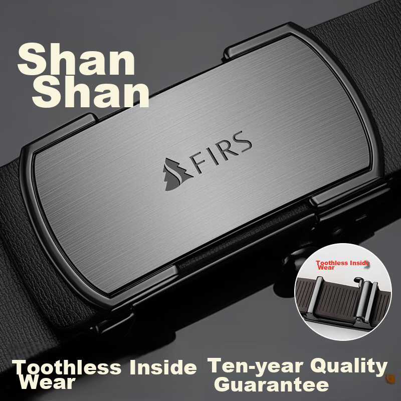 Shanshan Leather Belt for Men, Genuine Leather, No Teeth, Automatic Buckle, Busi...